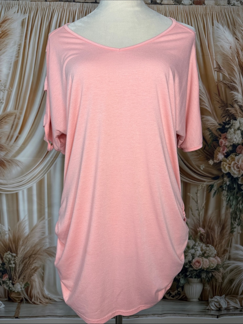 Pink Women's V-Neck Lightweight Top
